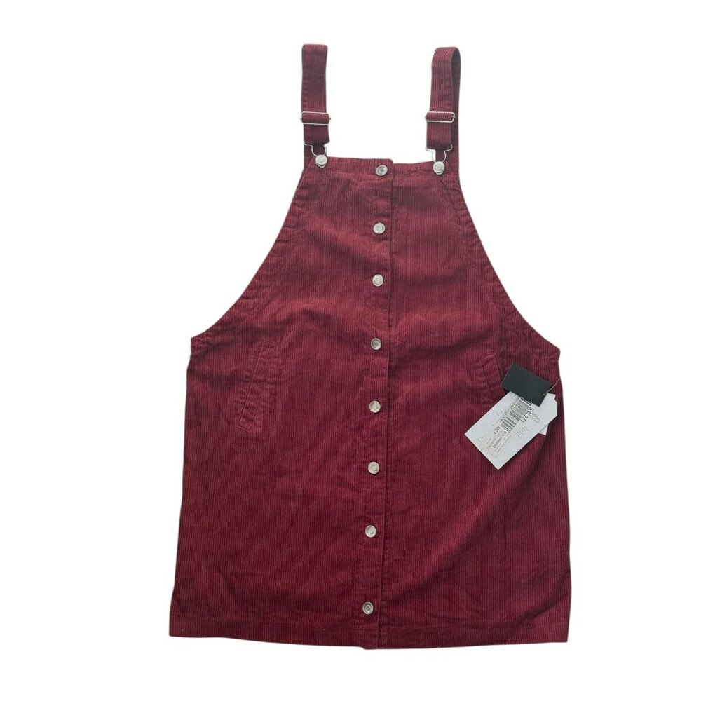 Regeneration By Celebrity Pink Corduroy Button-Down Pinafore Dress M Red Adjusta